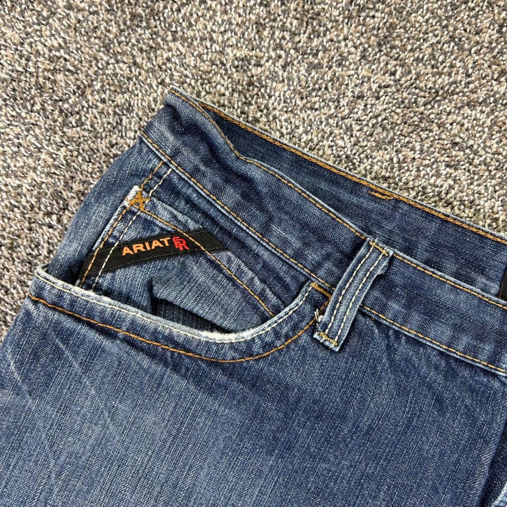 Ariat Work FR M4 Low Rise Boot Cut Jeans Mens 42x32 Blue Flame Resistant Pants - Picture 3 of 15